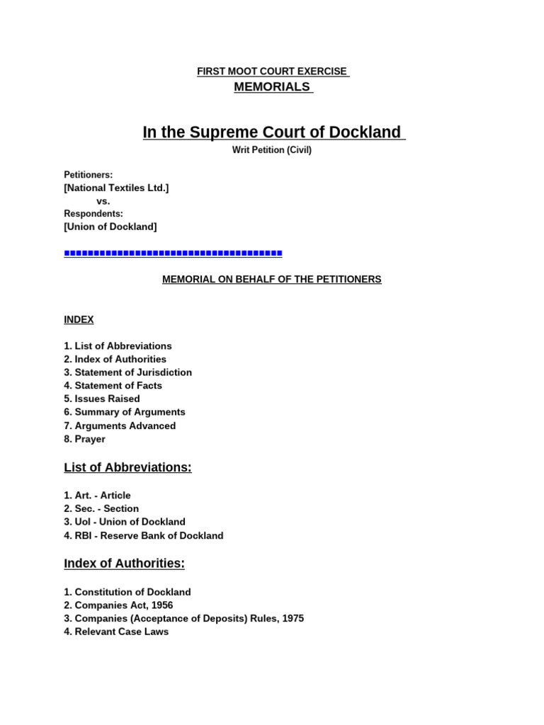 First Moot Court Exercise Pdf