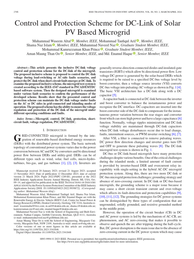 DC-Link Protection in Microgrid Systems | PDF | Power Inverter | Capacitor