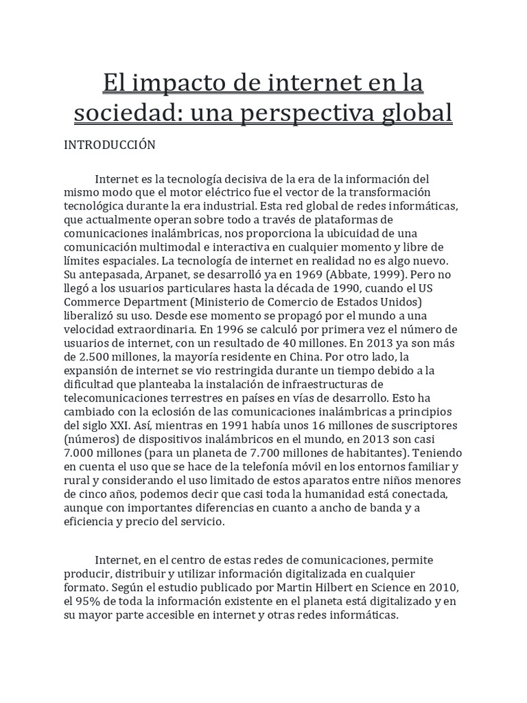 El Impacto de Internet en La Sociedad | PDF
