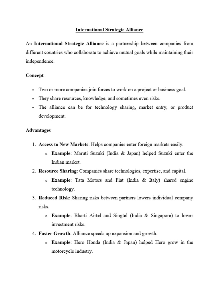 International Strategic Alliance Pdf