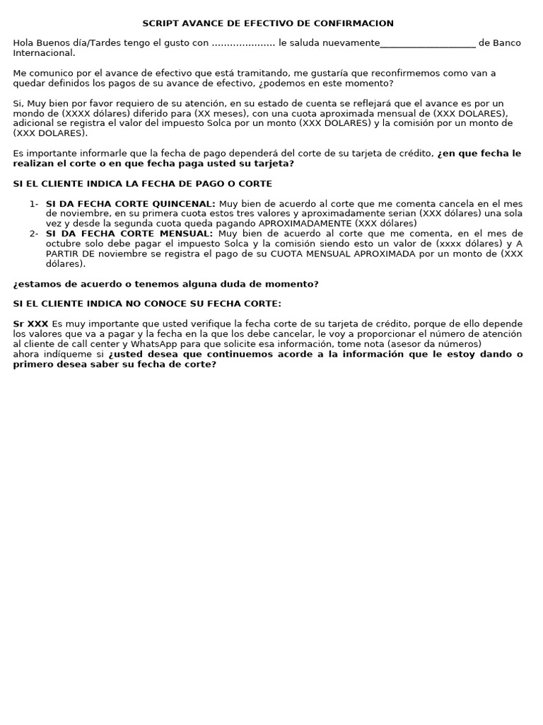 Script para reconfirmar los avances ya realizados pdf