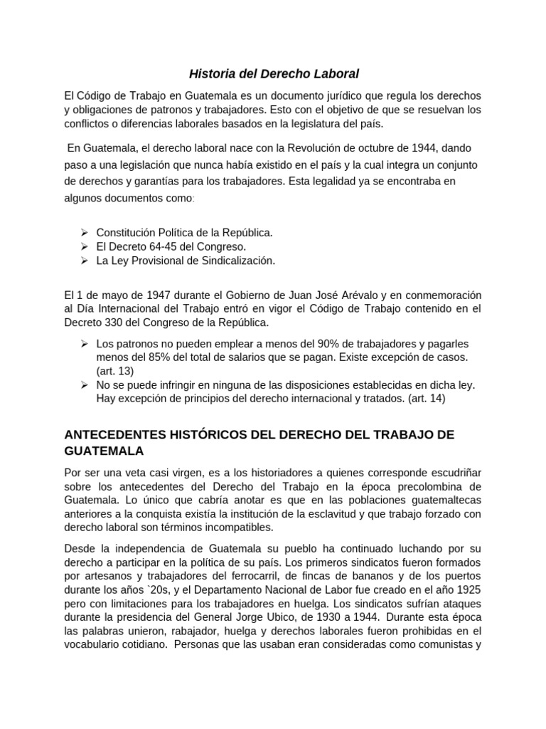 Historia Del Derecho Laboral | PDF