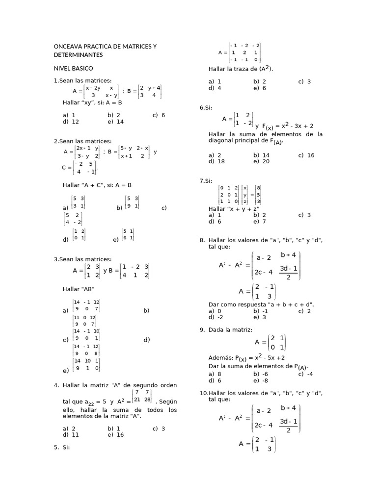 Onceava Practica de Algebra 21-5-23 | PDF