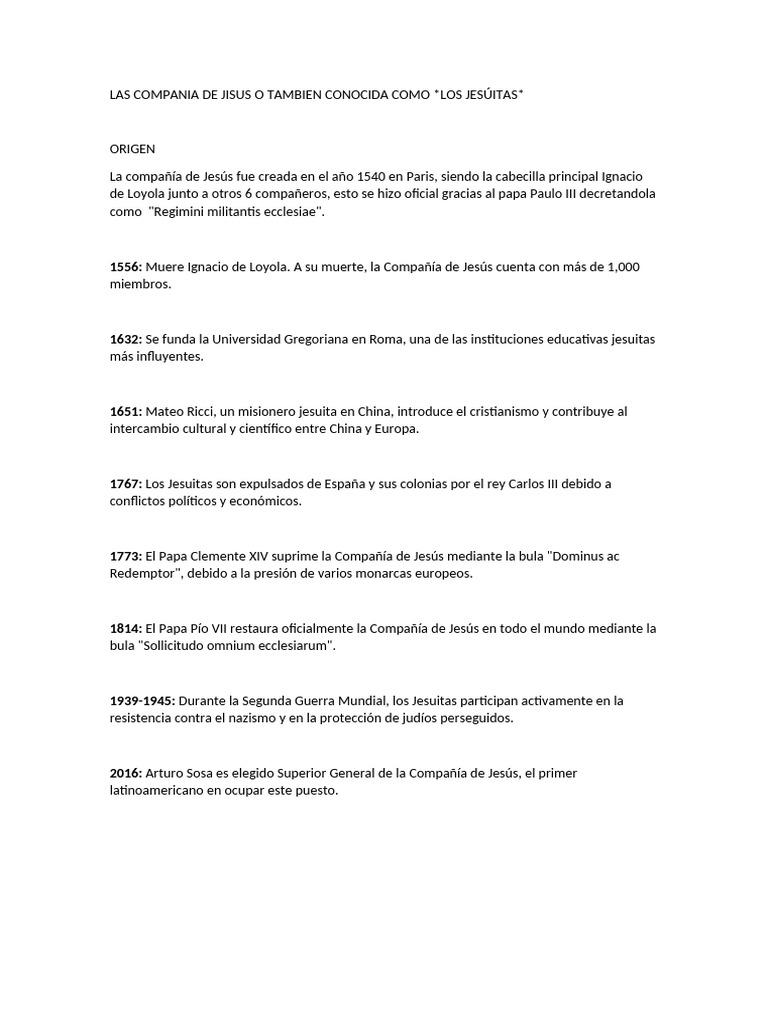 Las Compania de Jisus o Tambien Conocida Como | PDF