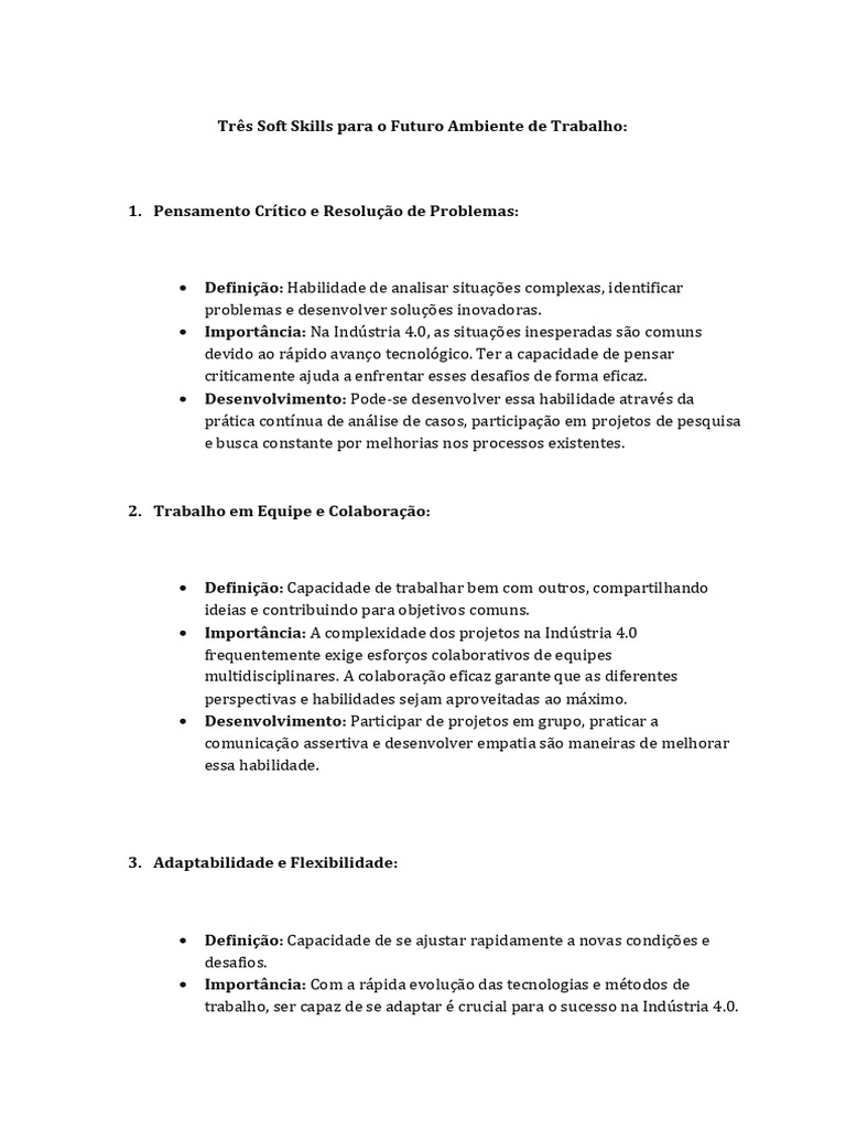 Três Soft Skills para o Futuro (Pratica) | PDF