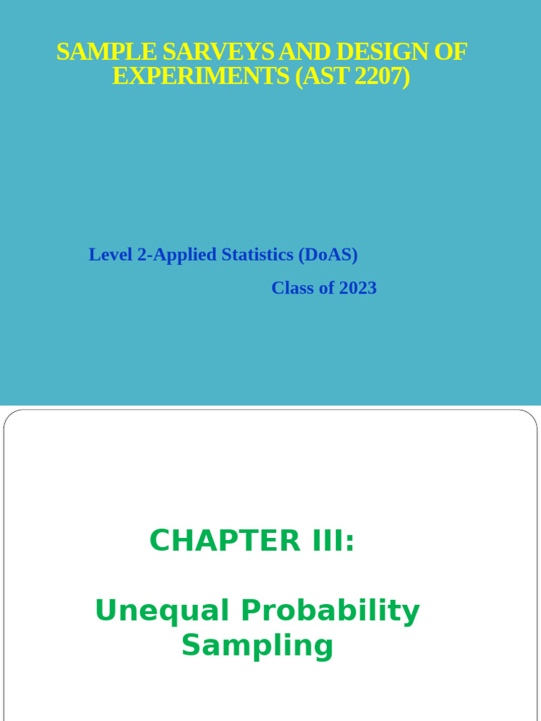 3 - Chapter Three-Unequal Probability Sampling | PDF | Estimator ...