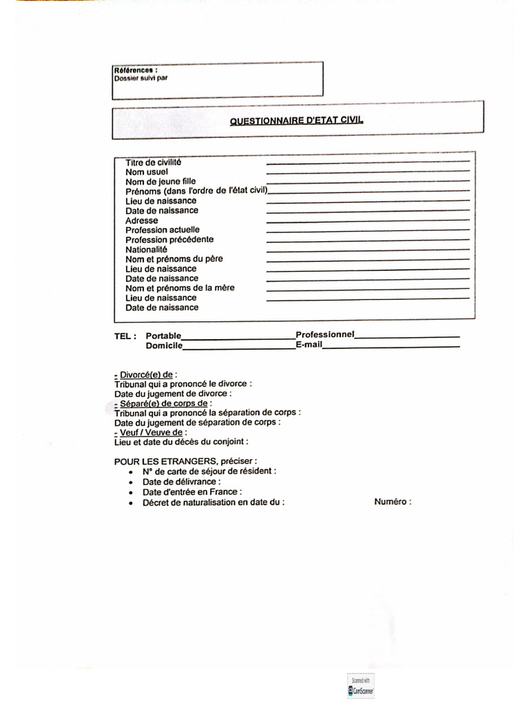 Questionnaire D'état Civil Pour La Succession | PDF