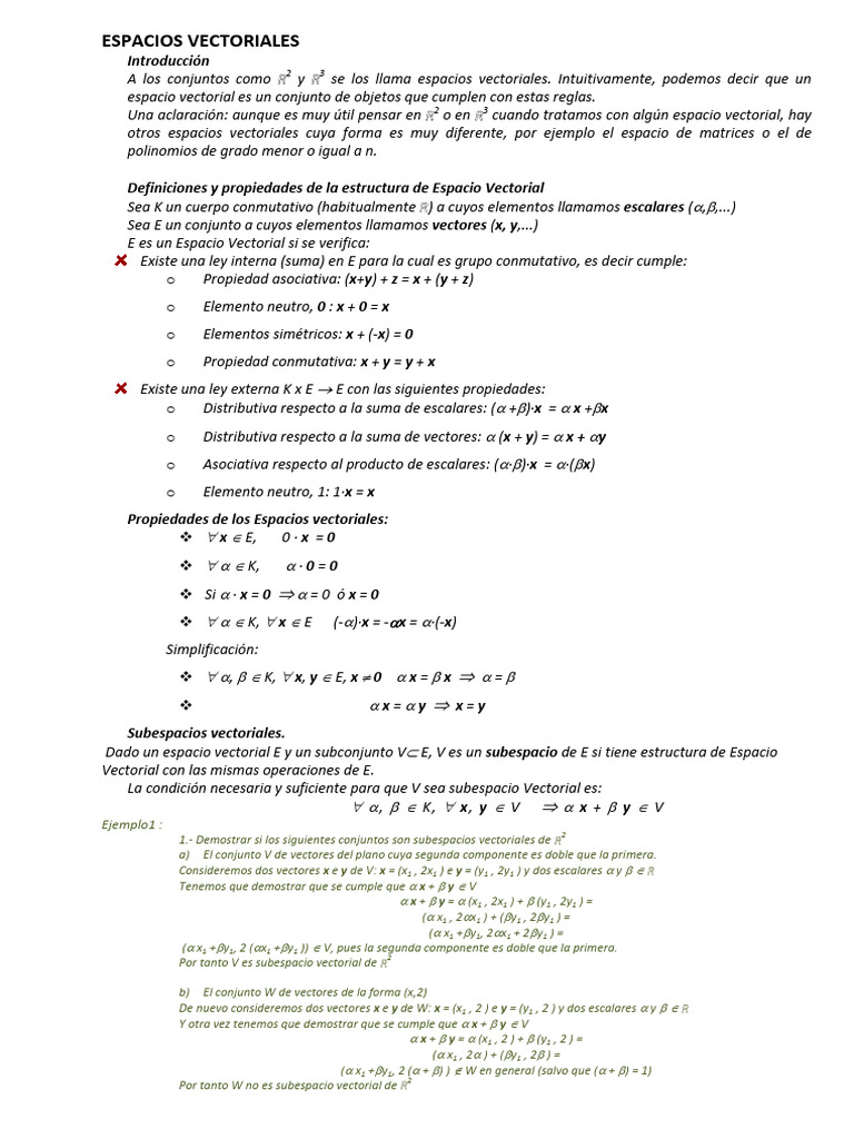 Espacios Vectoriales | PDF | Espacio vectorial | Base (álgebra lineal)