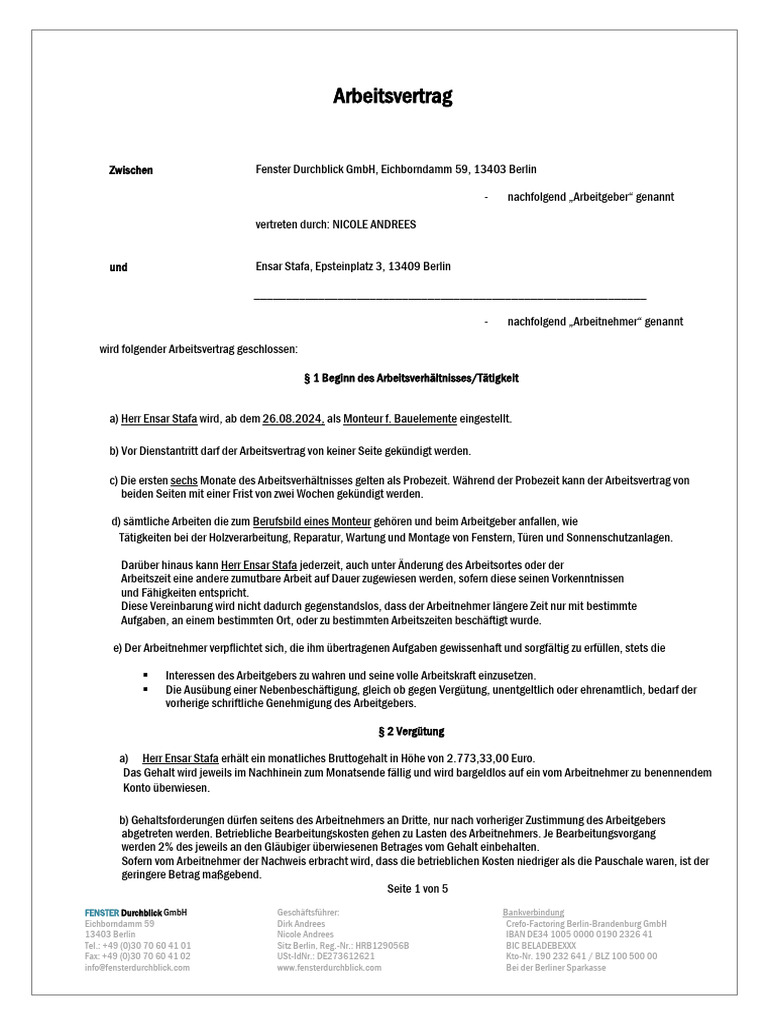teilzeit arbeitsvertrag pdf kostenlos