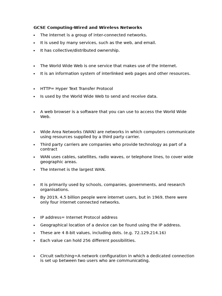 GCSE Wired and Wireless Networks | PDF