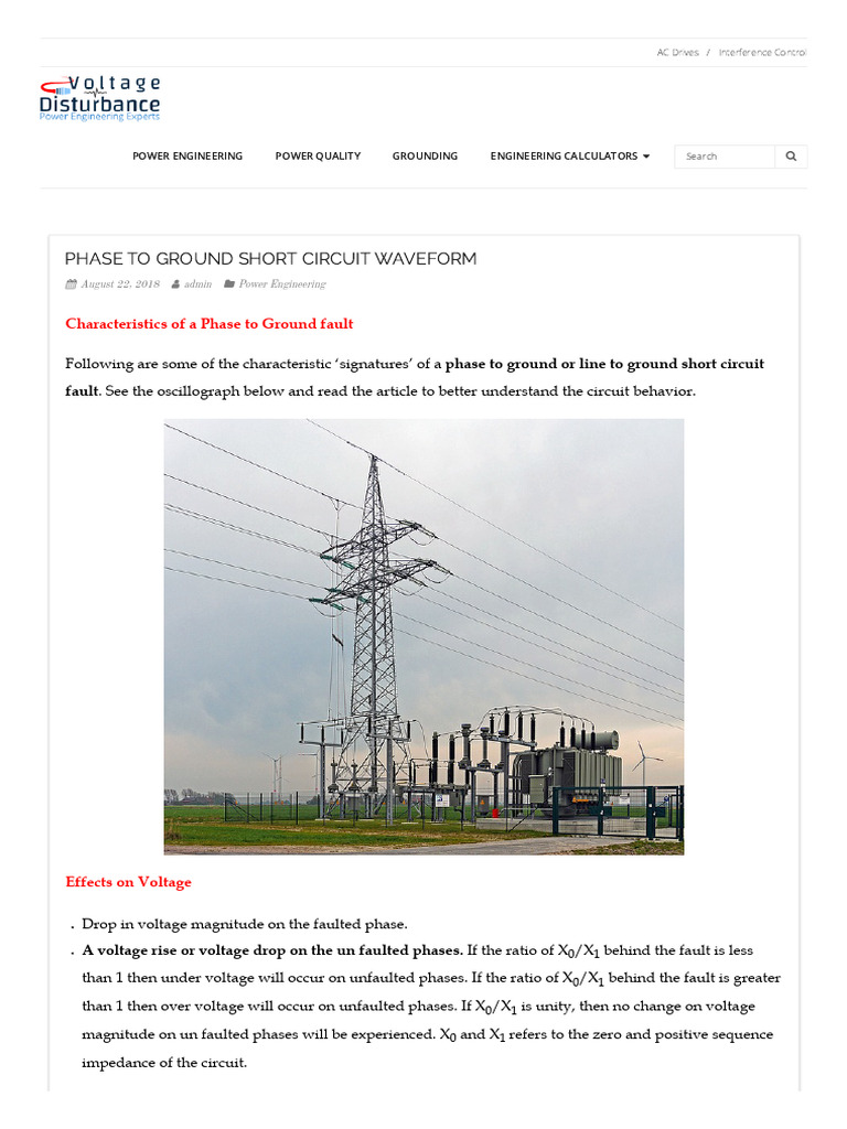 Phase to Ground Fault Analysis | PDF | Electrical Impedance ...