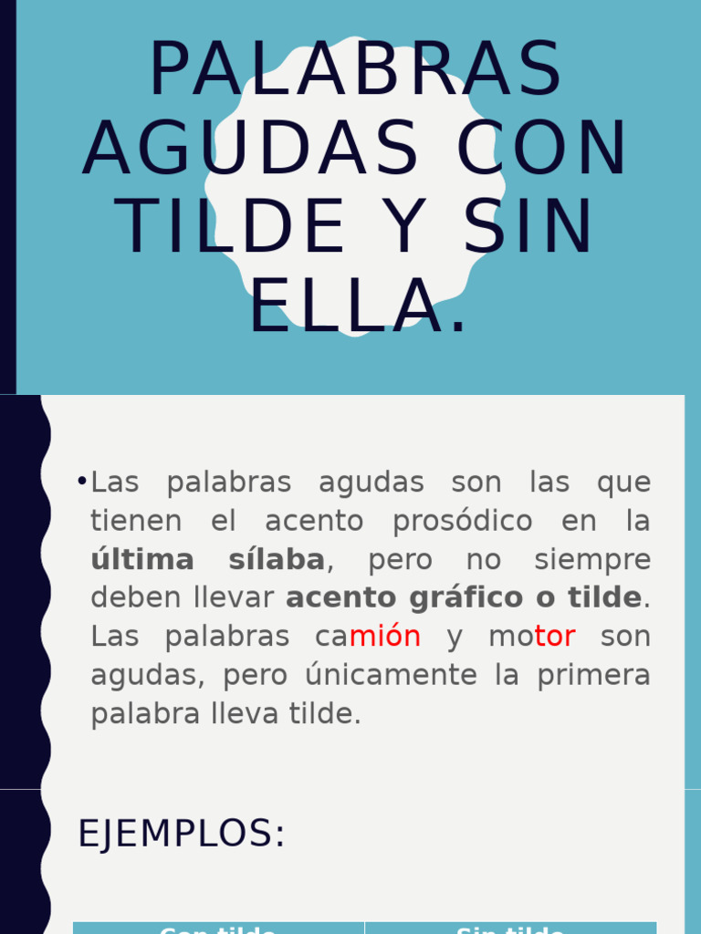 Palabras Agudas Con Tilde y Sin Ella 4to. | PDF