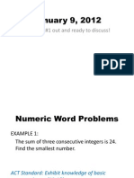 Numeric Word Problems - Launch