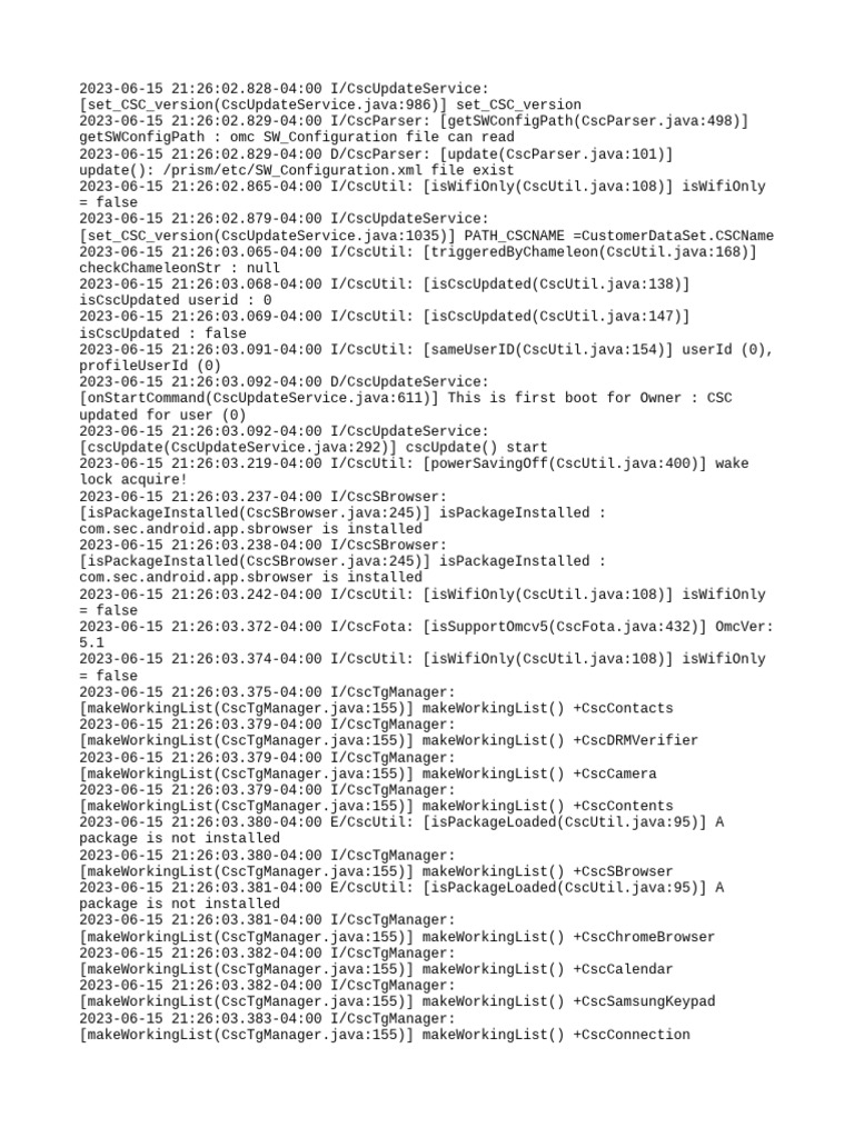CSC Update Log | PDF