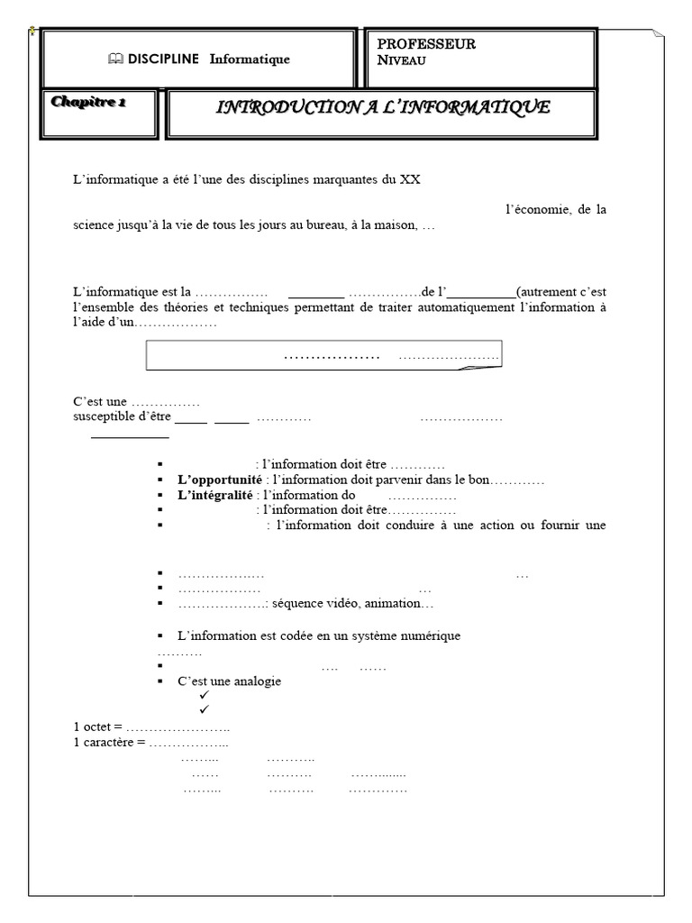 Ch1 Introduction À Informatique | PDF