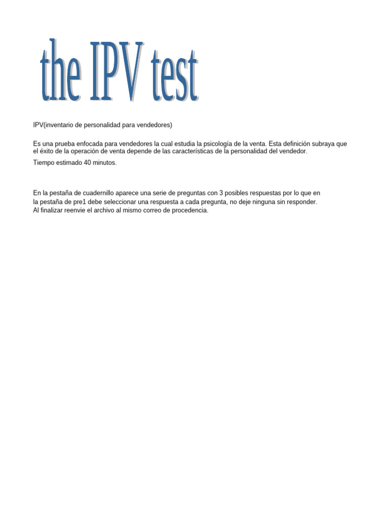 The Ipv Test Nuevo | PDF