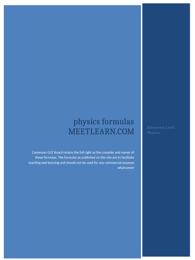 Physics Formulas | PDF