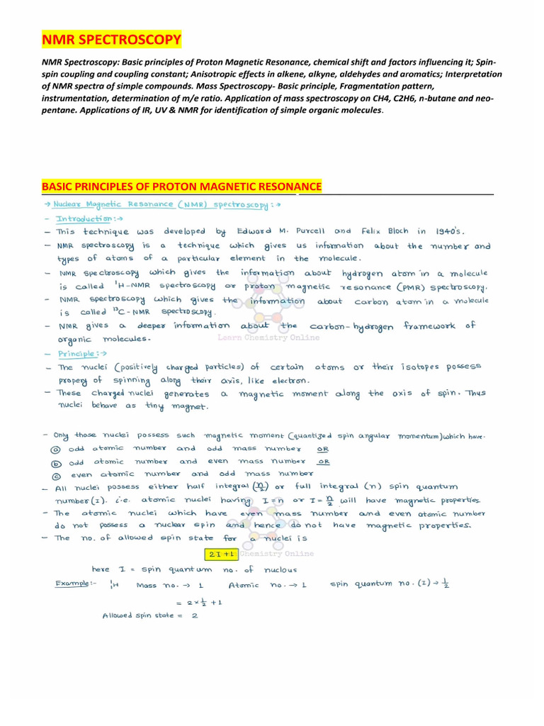 Unit-4 NMR Spectros | PDF