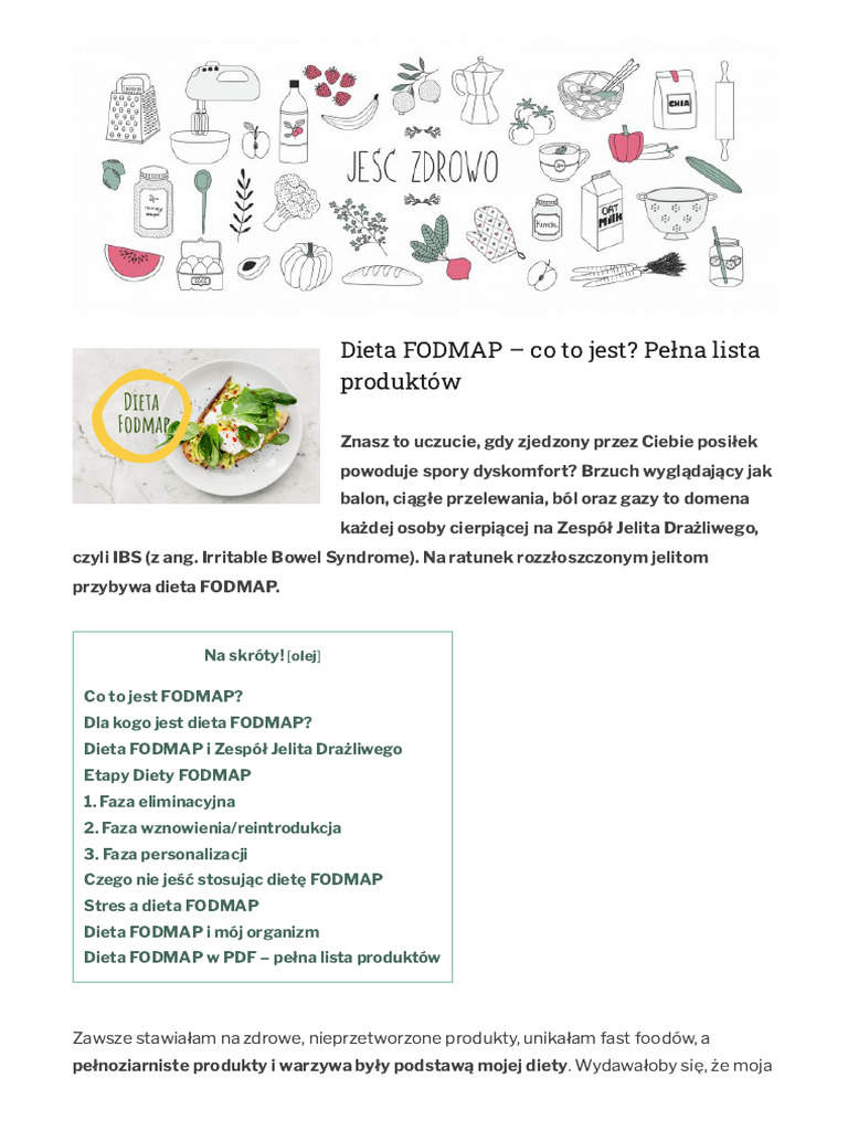 Dieta FODMAP - Lista I Przepisy W PDF 2023 ( - POBIERZ - ) | PDF