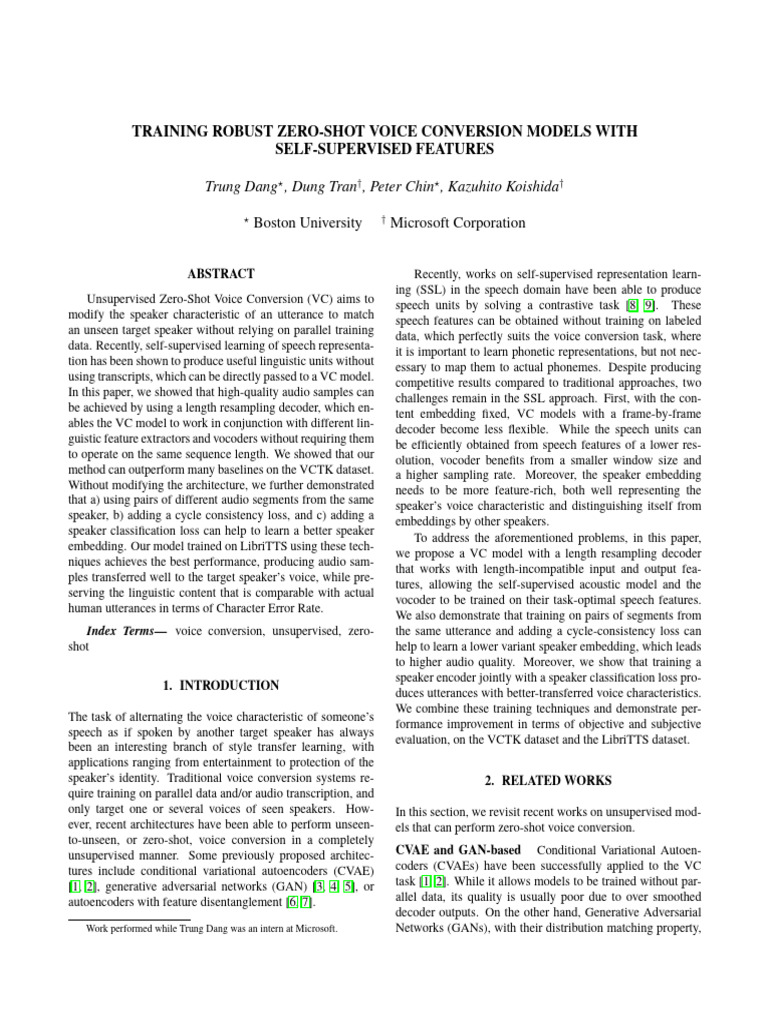 Training Robust Zero-Shot Voice Conversion Models With Self-Supervised ...