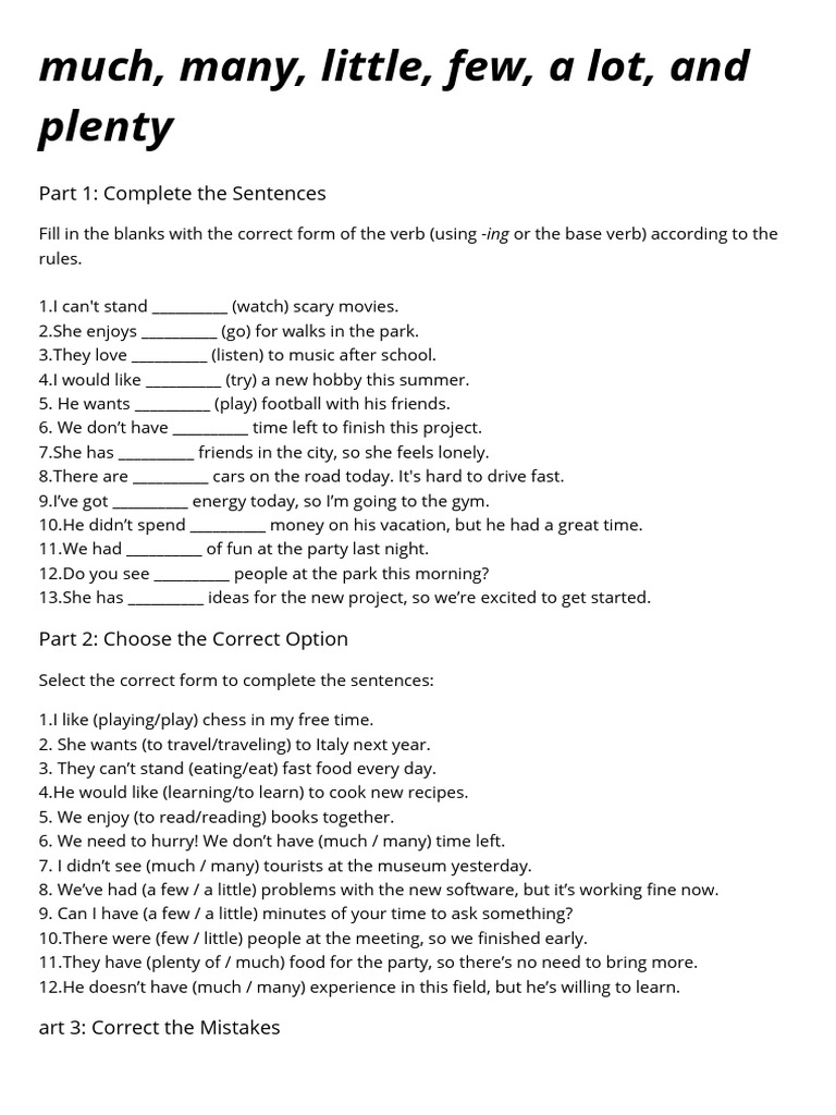 Much Many Little Few A Lot and Plenty | PDF