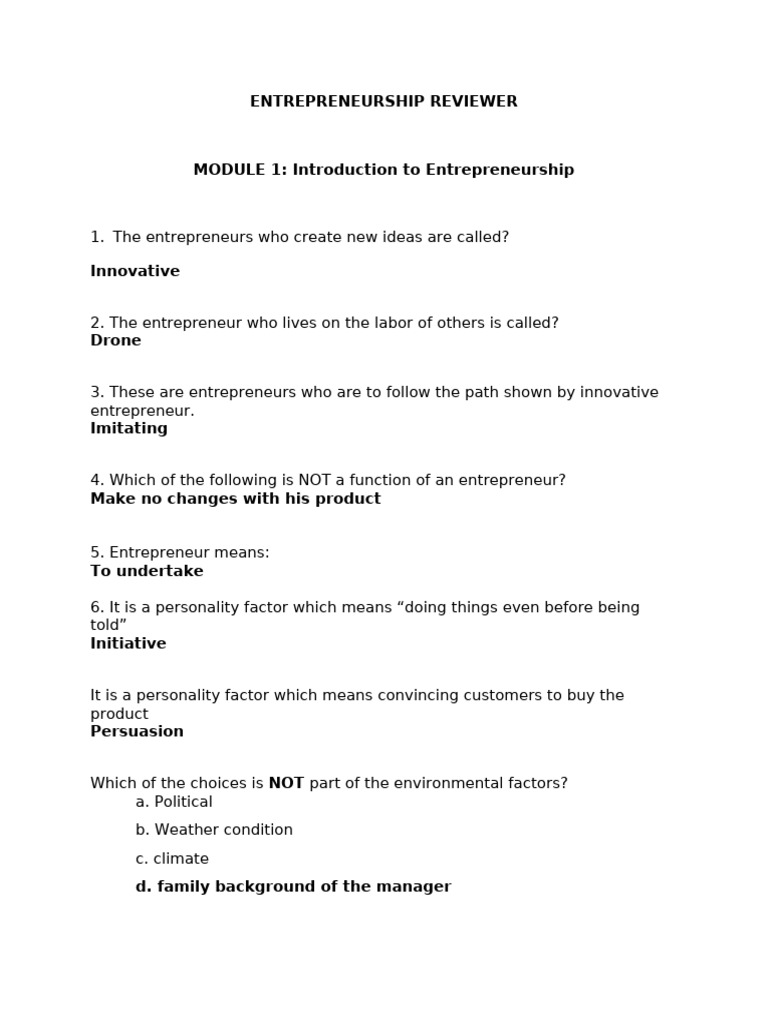 Entrep Reviewer | PDF