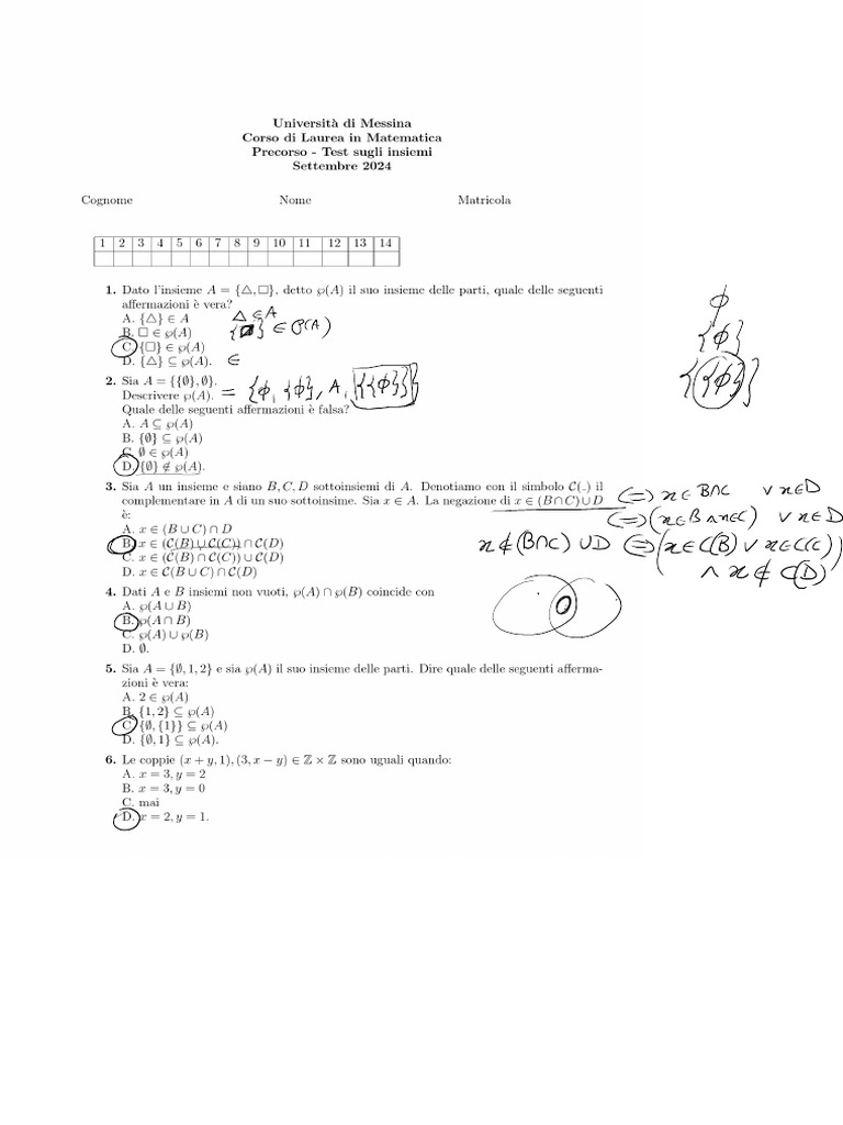 1 Test Insiemi | PDF