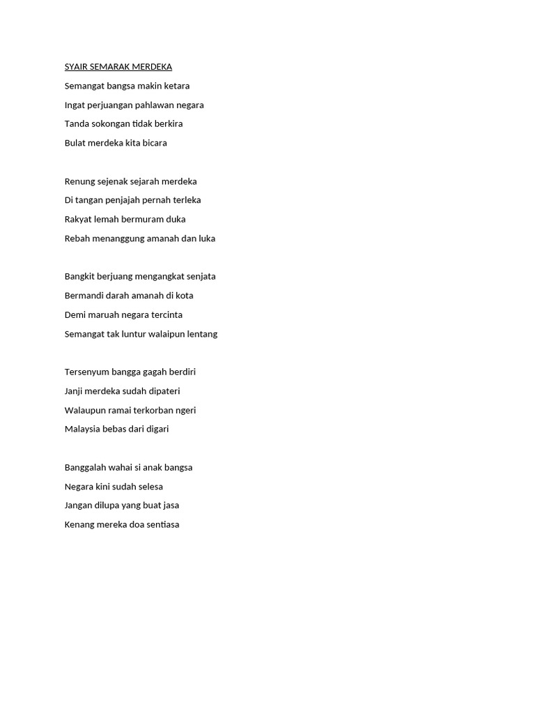 Syair Semarak Merdeka | PDF