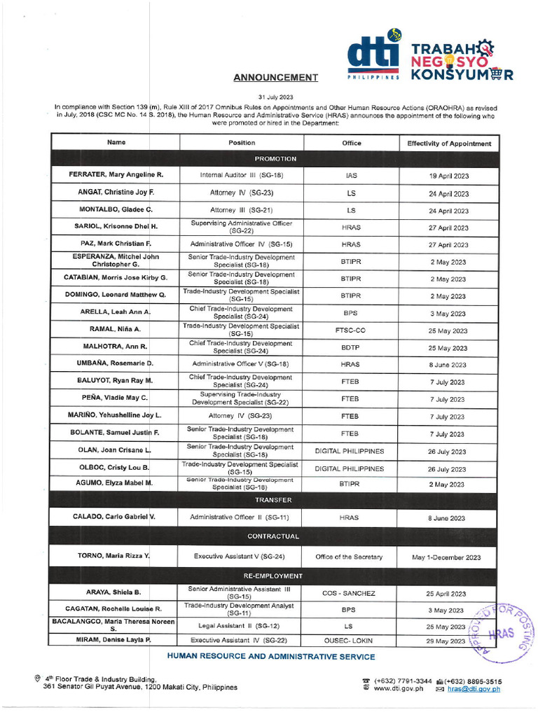 NOA+AS+OF+31+JULY+2023 | PDF