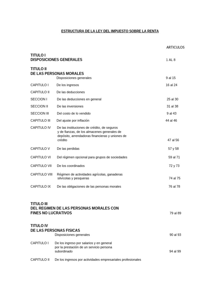 Estructura de La Ley Del Impuesto Sobre La Renta | PDF