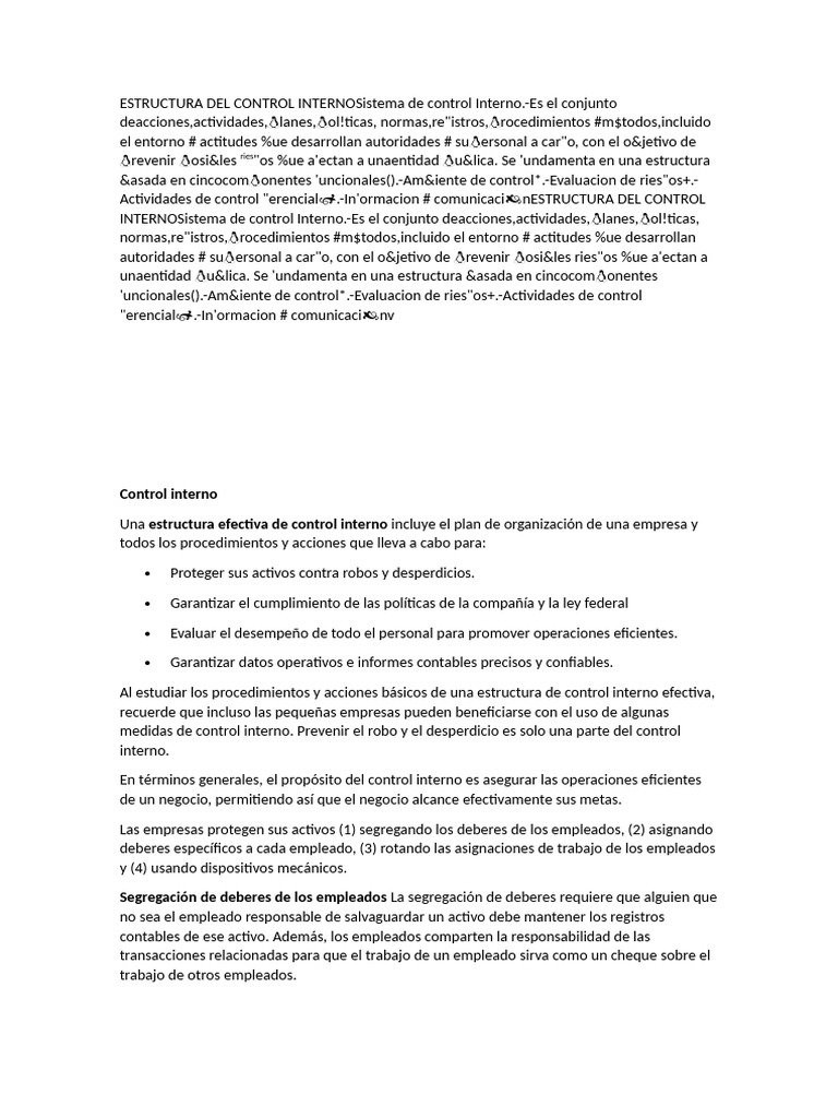 ESTRUCTURA DEL CONTROL INTERNOSistema de Control Interno | PDF
