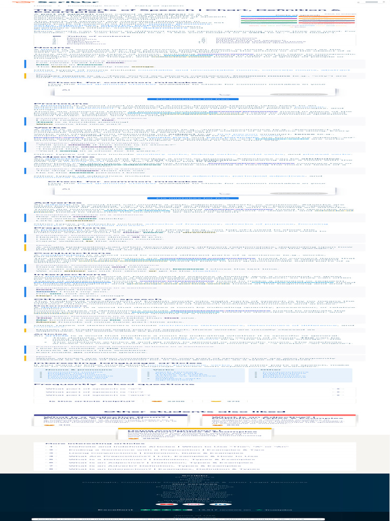 The 8 Parts of Speech Chart, Definition & Examples | PDF