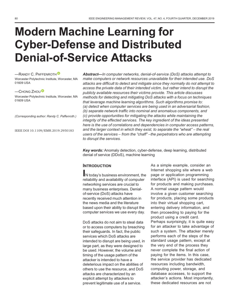 Modern Machine Learning For Cyber-Defense and Distributed Denial-of ...