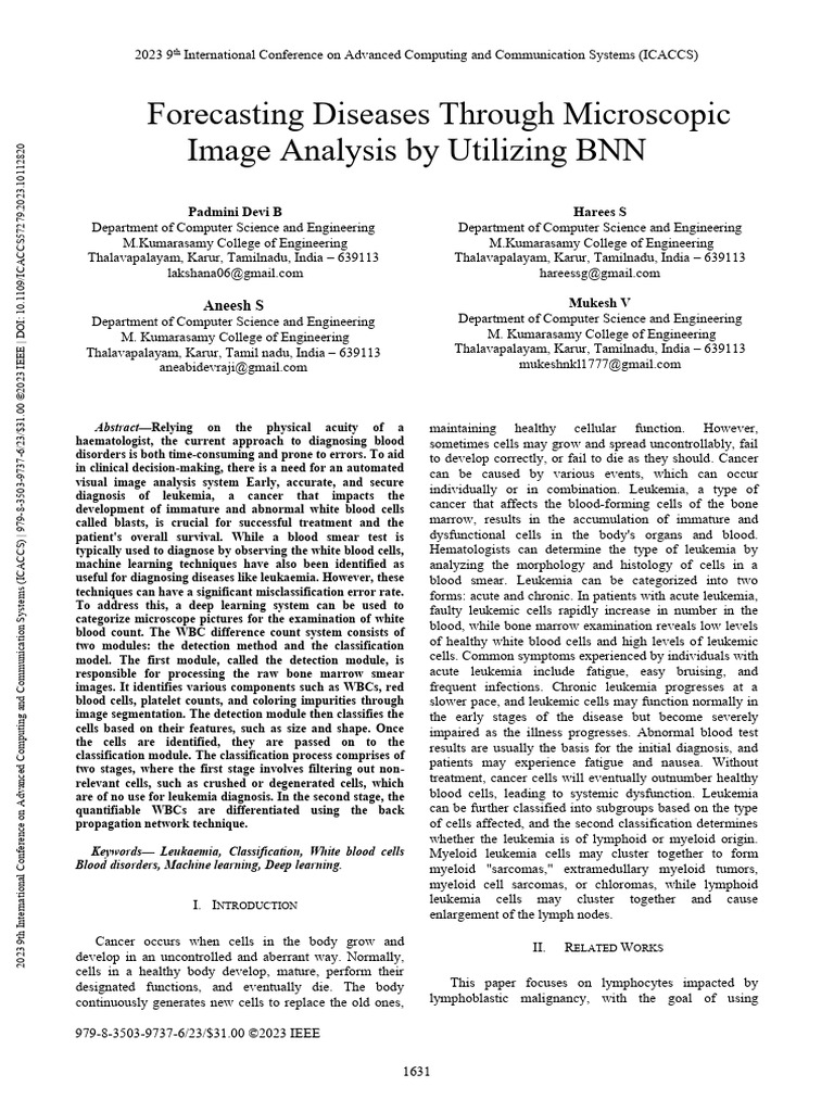 Forecasting Diseases Through Microscopic Image Analysis by Utilizing ...