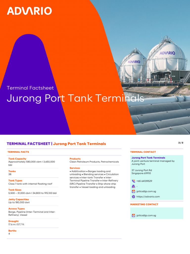 Jurong Port Tank Terminals Overview | PDF