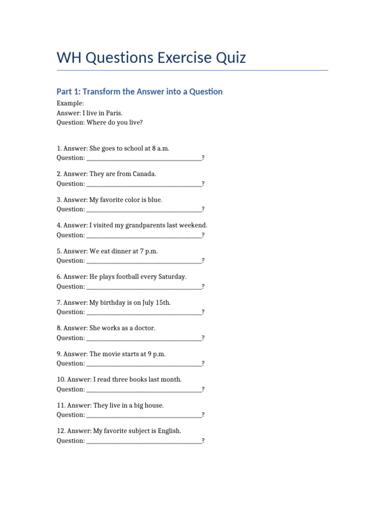 WH_Questions_Exercise_Quiz | PDF