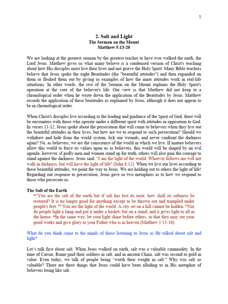 Salt and Light - Edited | PDF