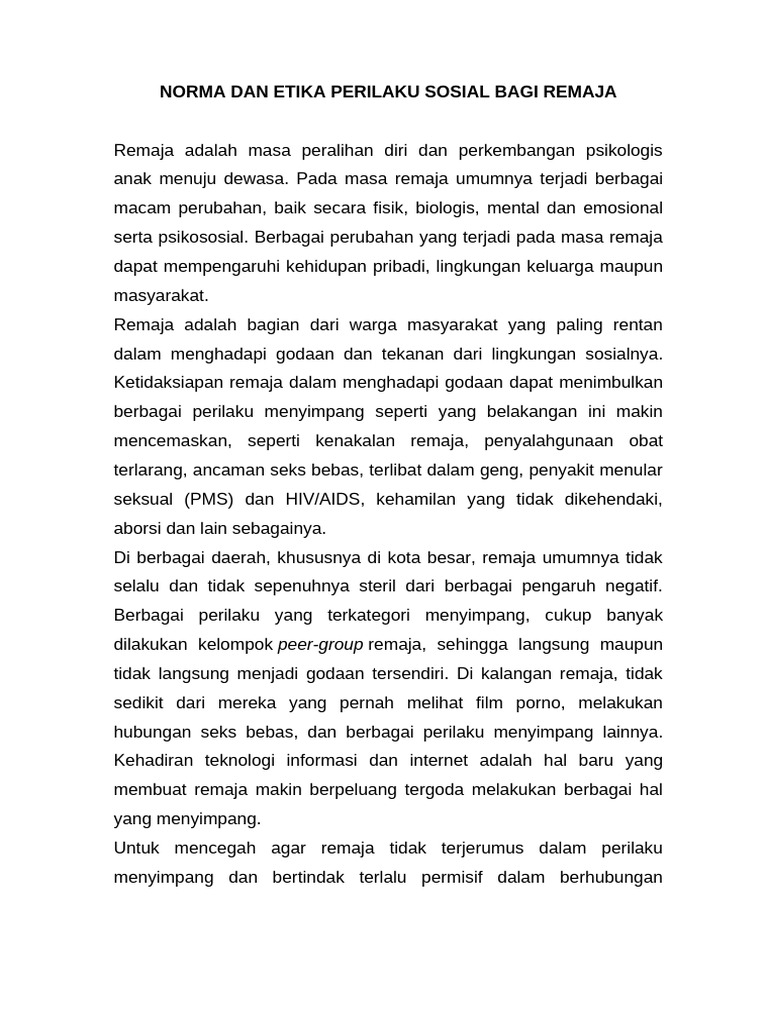 Materi 12 norma dan etika perilaku sosial bagi remaja pdf