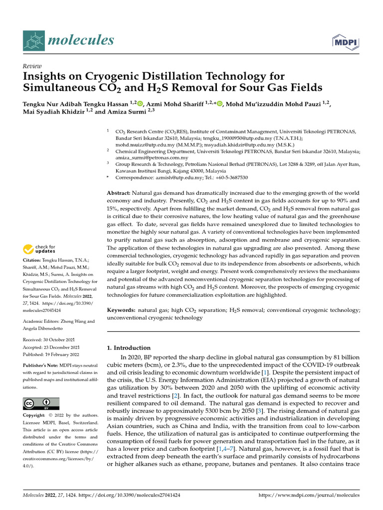 Insights On Co2 h2s Cryo | PDF