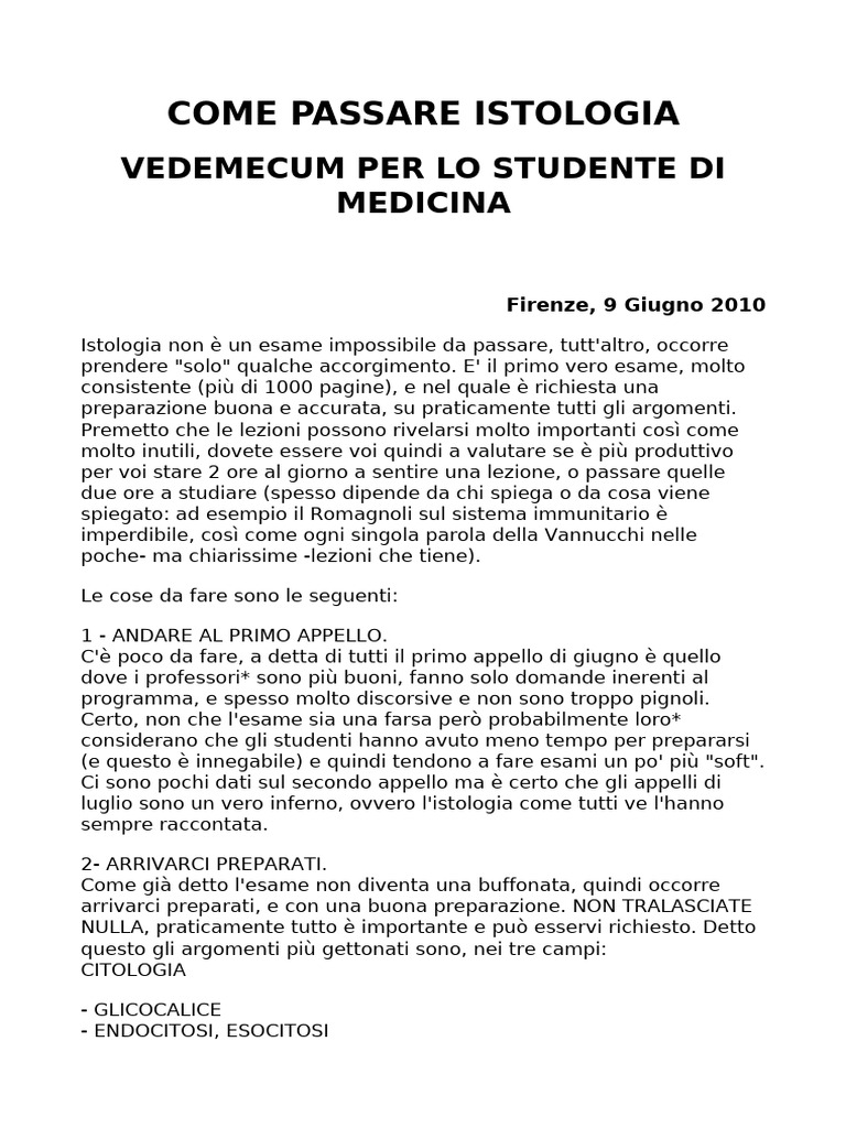 Come passare istologia pdf