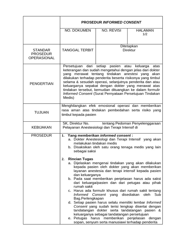 SPO Pemberian Informed Consent | PDF