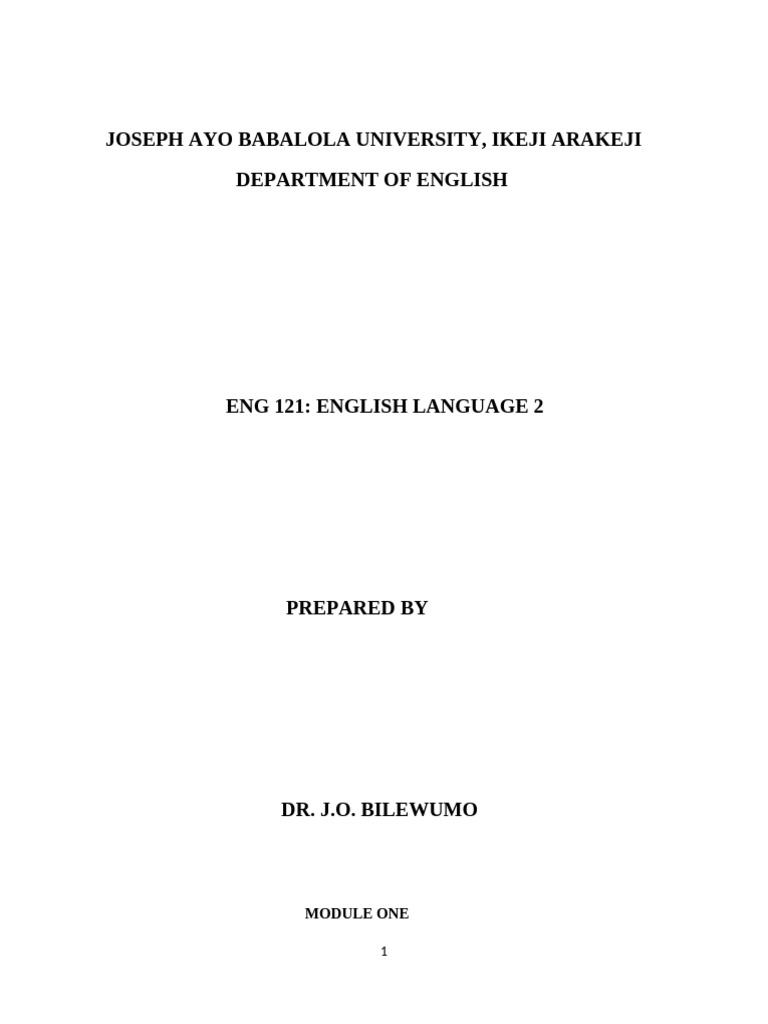 Eng 121 Course Material | PDF | Subject (Grammar) | Grammatical Number