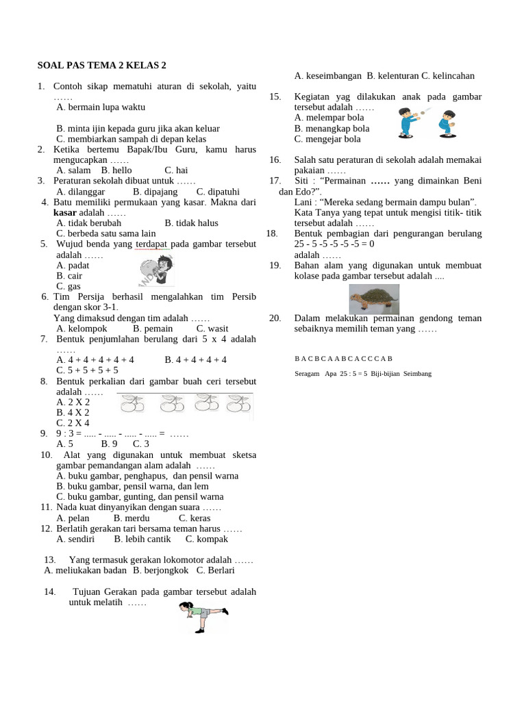 Soal Pas Kelas 2 Tema 2 Pdf