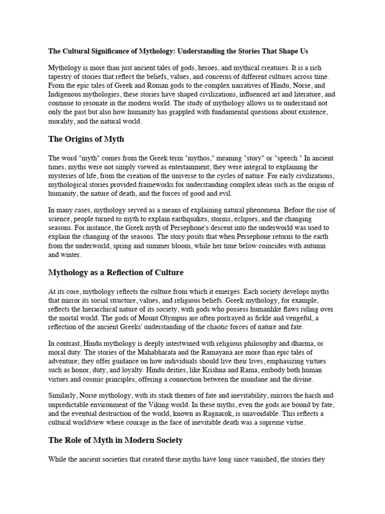 The Cultural Significance of Mythology: Understanding The Stories That ...