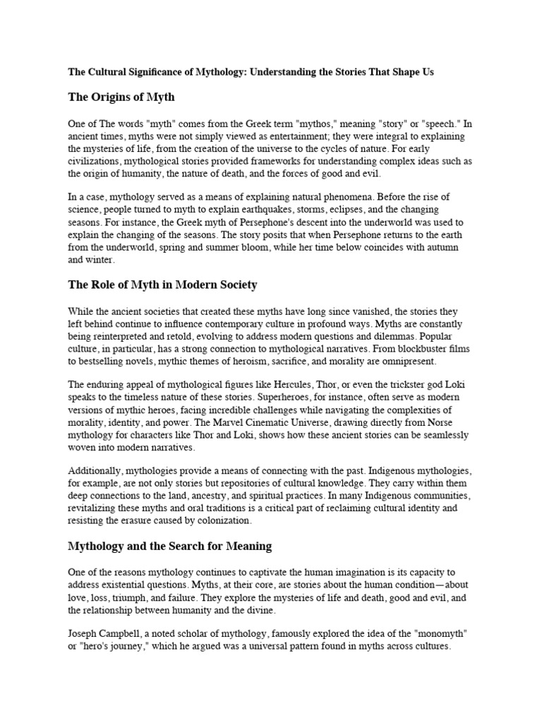 A Big Cultural Significance of Mythology: Understanding The Stories ...