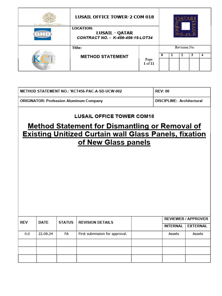 Method Statement For Glass Replacement-22!9!24 | PDF