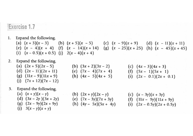 Difference of 2 squares part 1 pdf