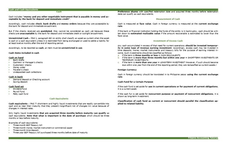 Understanding Cash and Cash Equivalents | PDF | Cash | Finance & Money ...