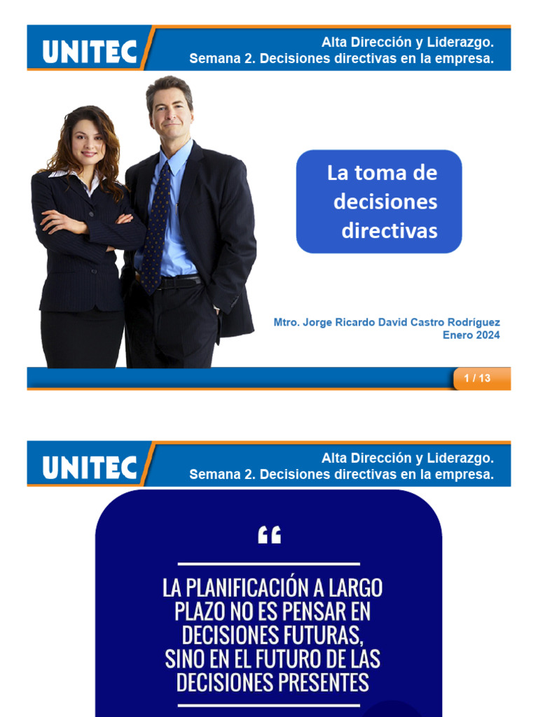Semana 2 La Toma de Decisiones Directivas 24 1 | PDF