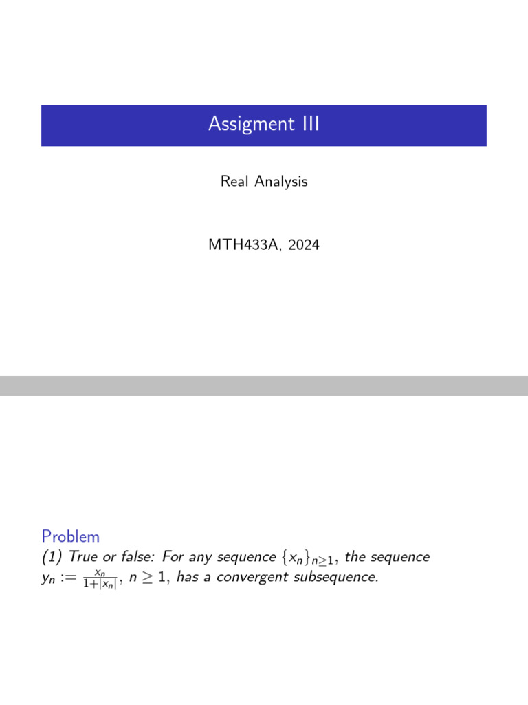 Assignment 3 MTH433 | PDF